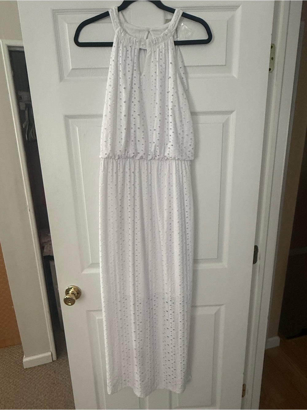 Chico's White Eyelet Halter Maxi Dress